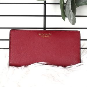 Kate Spade Deep Red Large Slim Bifold Wallet